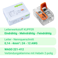 WAGO Klemmen 221-412 | 2-Polig