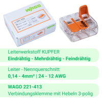 WAGO Klemmen 221-413 | 3-Polig
