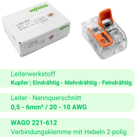 WAGO Klemmen 221-612 | 2-polig | max. 6mm²