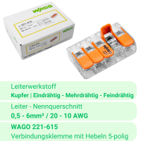 WAGO Klemmen 221-615 | 5-polig | max. 6mm²